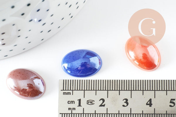 Cabochon ovale verre irisé 18x13mm, x20 (G0117)