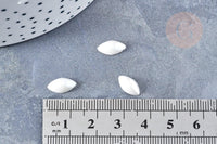 Cabochon ovale verre irisé blanc 6x12mm, x10 (G8706)