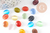 Cabochon ovale verre oeil de chat multicolore 10x8mm, x20 ou x50 (G0125)
