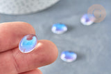 Cabochon ovale verre ovale clair AB 14mm, x1 (G8334)