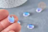 Cabochon ovale verre ovale clair AB 14mm, x1 (G8334)