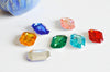 Cabochon plastique resine rectangulaire multicolore 25mm, x1 (G0657)