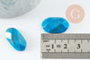 Cabochon rectangle howlite naturelle turquoise facetté 21.5mm, c x1 (G9963)