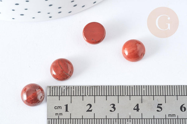 Cabochon rond Jaspe rouge demi sphère 10mm, x1 (G7574)