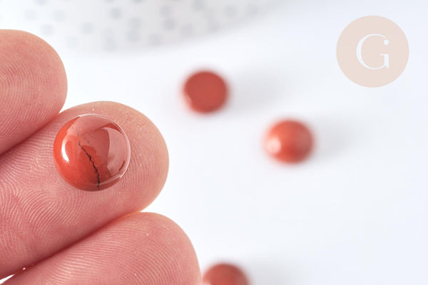 Cabochon rond Jaspe rouge demi sphère 10mm, x1 (G7574)