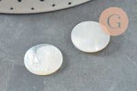 Cabochon rond Vierge Marie nacre blanche naturelle gravé 16mm, x1 (G9629)