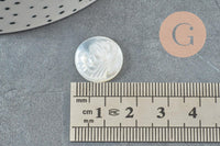 Cabochon rond Vierge Marie nacre blanche naturelle gravé 16mm, x1 (G9629)