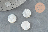 Cabochon rond Vierge Marie nacre blanche naturelle gravé 16mm, x1 (G9629)