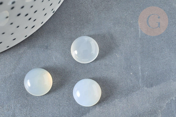 Cabochon rond agate blanche naturelle 12mm, x1 (G7375)