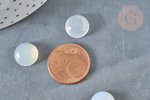 Cabochon rond agate blanche naturelle 12mm, x1 (G7375)