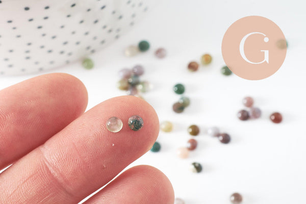 Cabochon rond agate indienne naturelle 4mm, x1 (G10030)