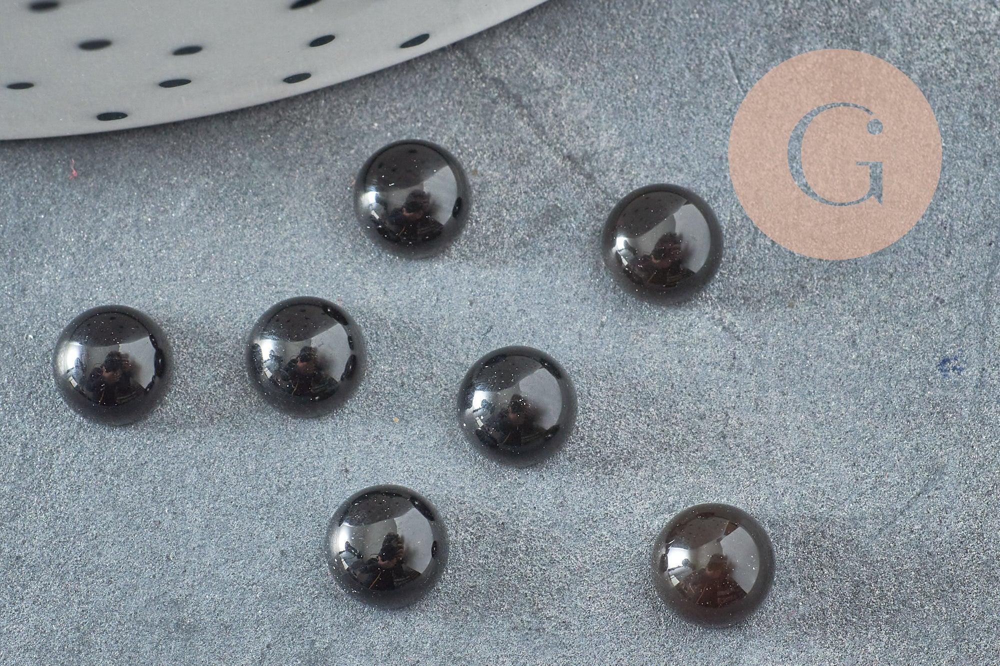 Cabochon rond agate natural noire 6mm, x1 (G1625)