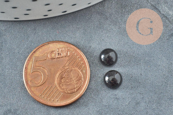 Cabochon rond agate natural noire 6mm, x1 (G1625)