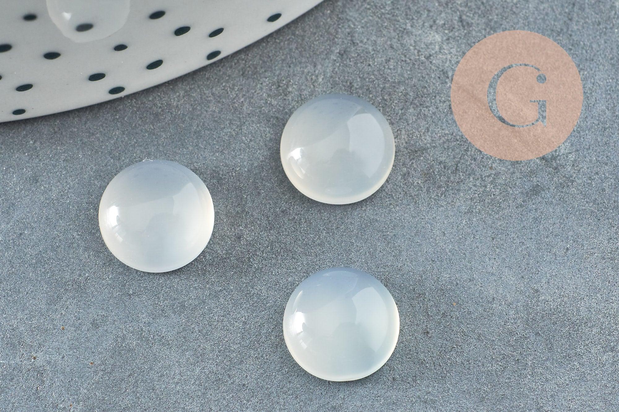 Cabochon rond agate naturelle blanche 10mm, x1 G8688