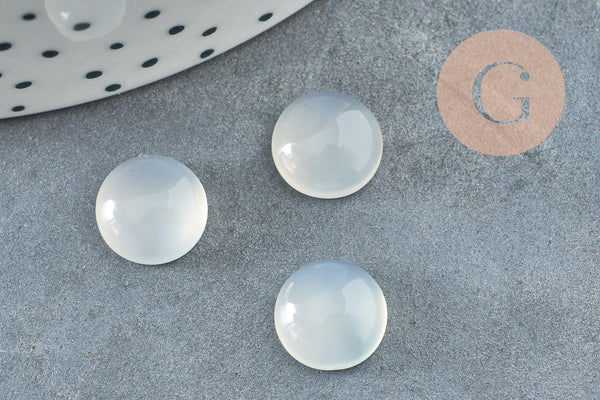 Cabochon rond agate naturelle blanche 10mm, x1 G8688