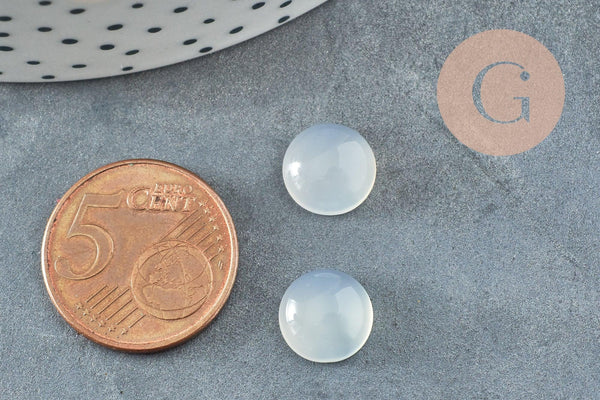 Cabochon rond agate naturelle blanche 10mm, x1 G8688