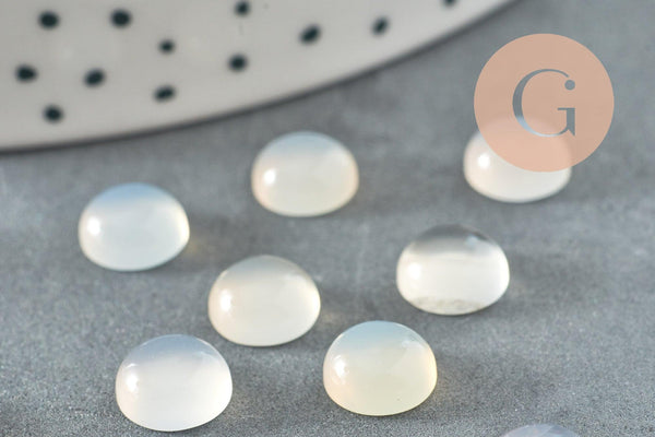 Cabochon rond agate naturelle blanche 8mm, x1 (G10031)
