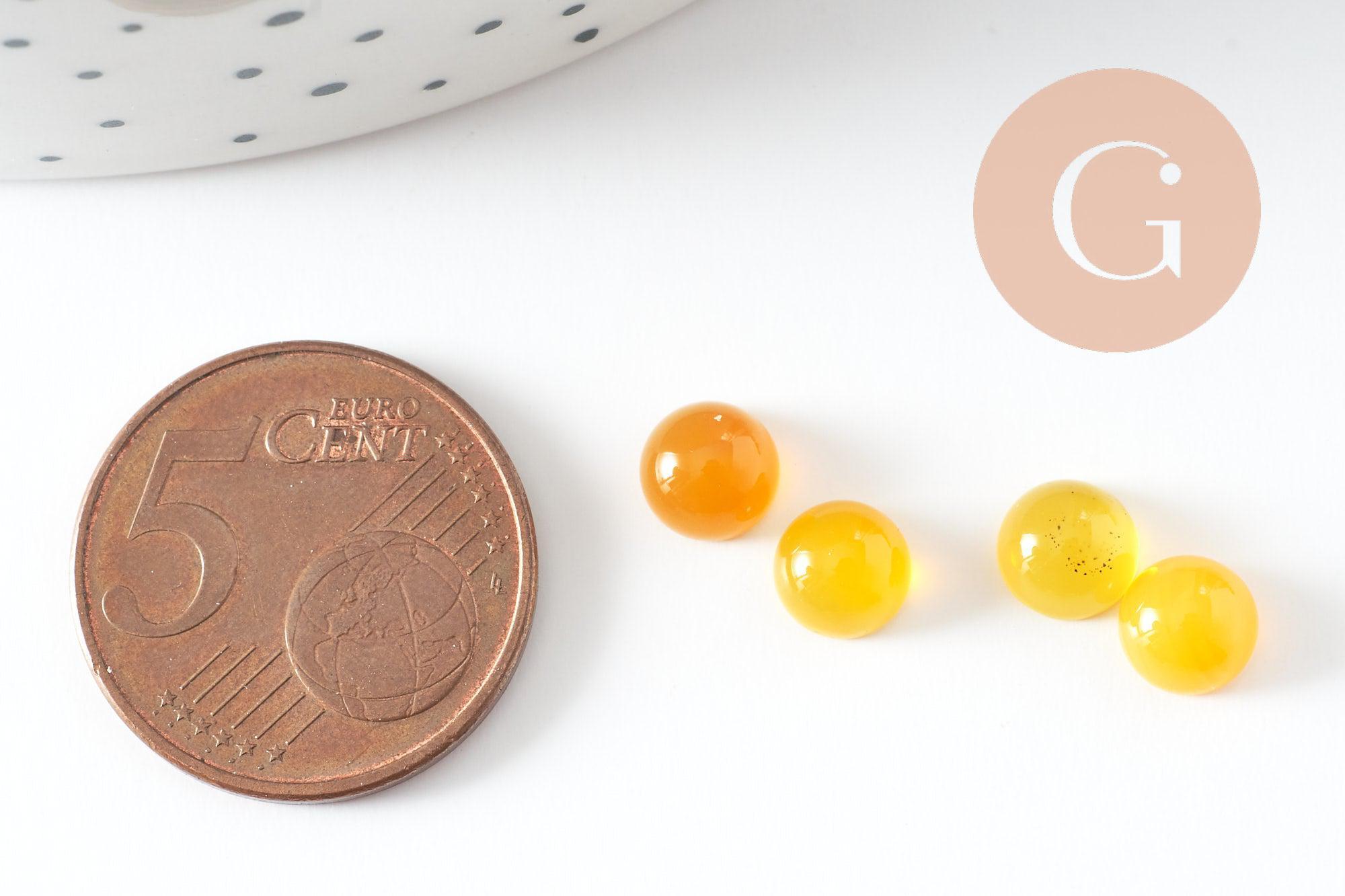 Cabochon rond agate naturelle jaune 6mm, x1 (G10033)