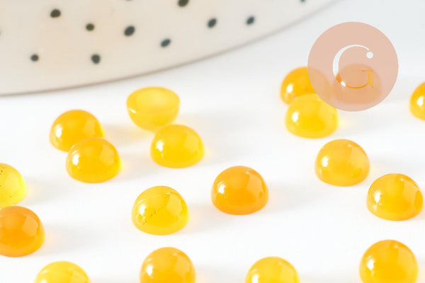Cabochon rond agate naturelle jaune 6mm, x1 (G10033)