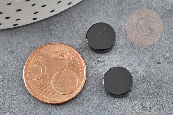 Cabochon rond agate naturelle noire 10mm, x1 (G2249)
