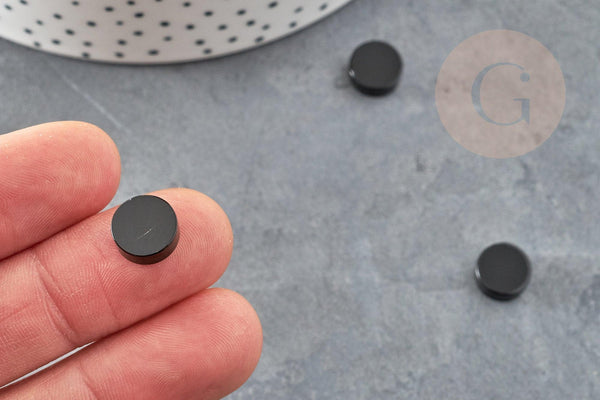 Cabochon rond agate naturelle noire 10mm, x1 (G2249)