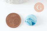 Cabochon rond agate naturelle teinté bleu 16mm, x1 (G9656)