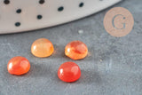 Cabochon rond agate naturelle teintée orange 6mm, x1 (G2590)