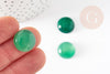 Cabochon rond agate naturelle verte 16mm, x1 (G1861)