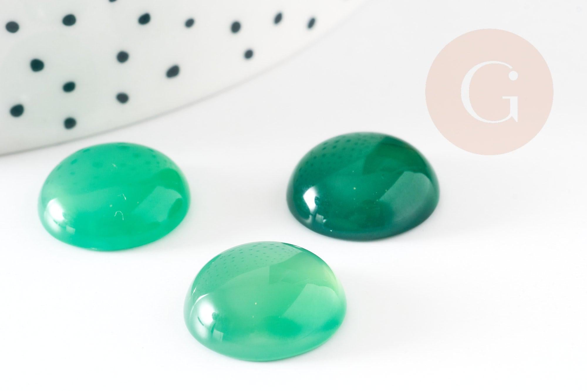 Cabochon rond agate naturelle verte 16mm, x1 (G1861)