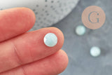 Cabochon rond amazonite bleue naturelle à facettes 8mm, x1 (G5638)