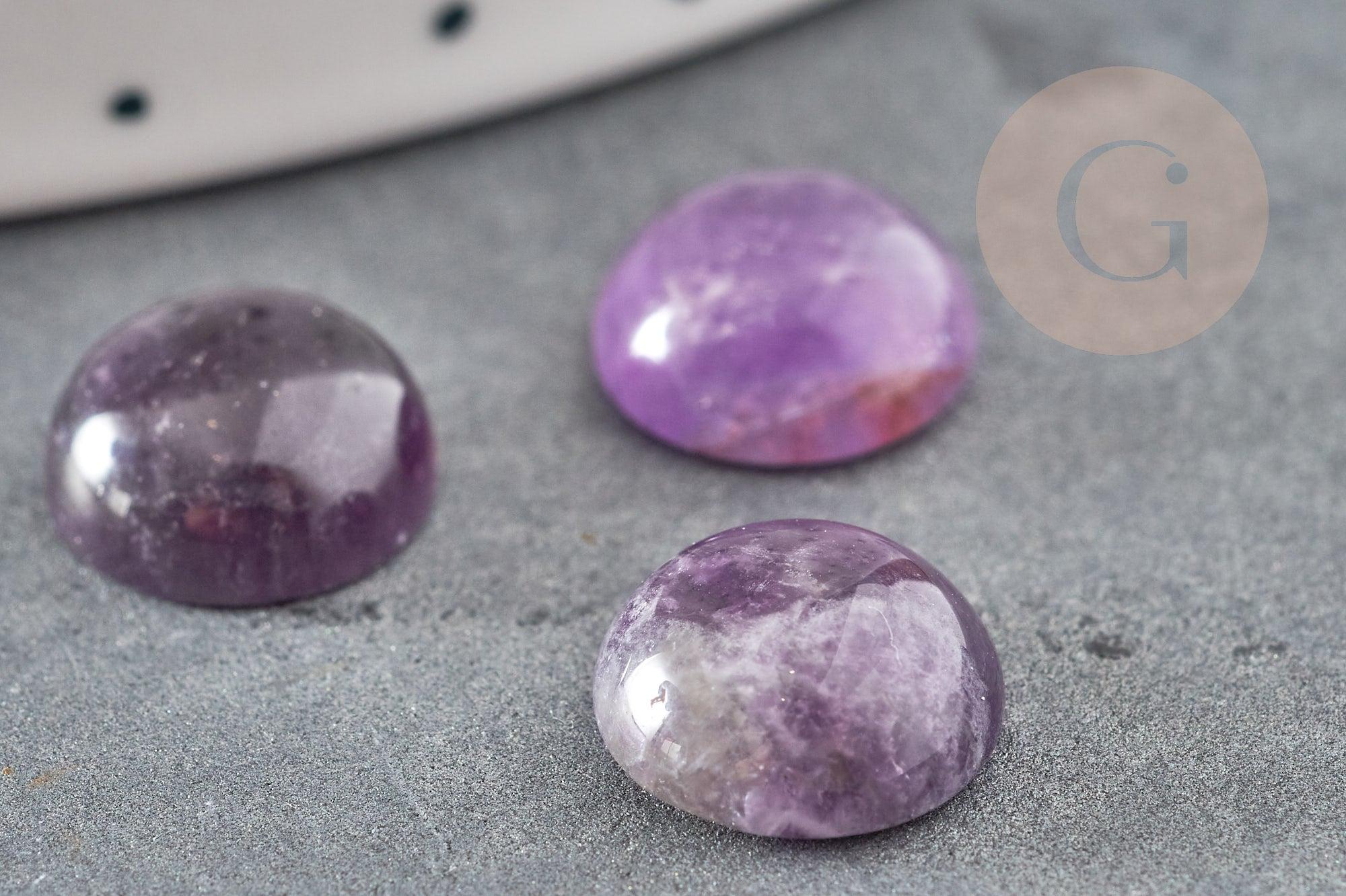 Cabochon rond améthyste naturelle 10mm, x1 (G0318)