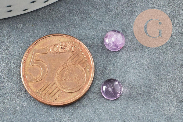 Cabochon rond améthyste naturelle 6mm, x1 (G8656)