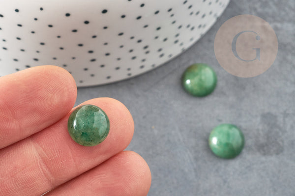 Cabochon rond aventurine verte naturelle 12mm, x1 (G1927)