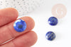 Cabochon rond bleu lapis lazulis naturel 14mm, x1 (G2596)