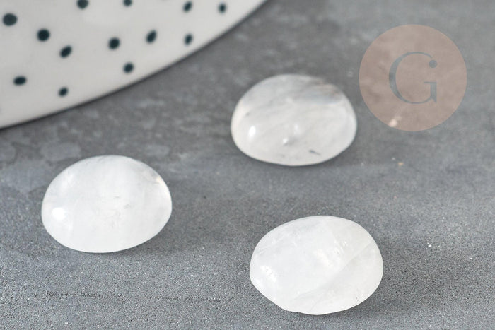 Cabochon rond cristal de roche naturel 14mm, x1 (G5054)