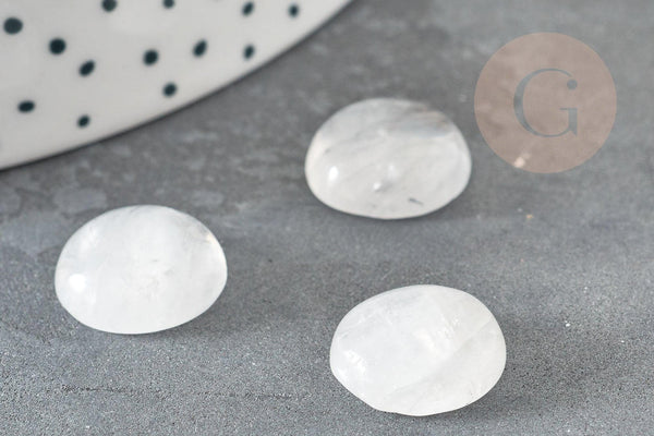 Cabochon rond cristal de roche naturel 14mm, x1 (G5054)
