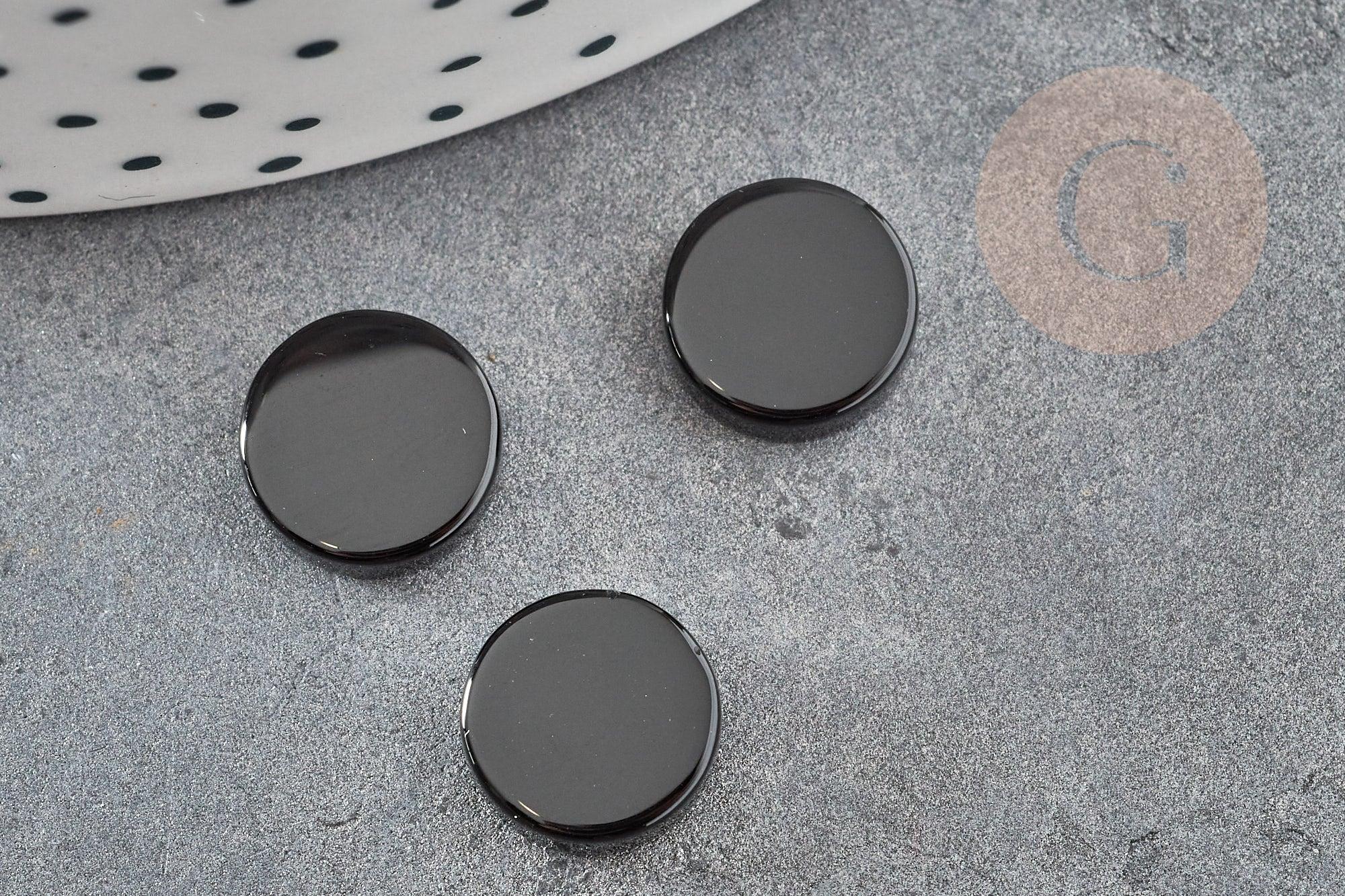 Cabochon rond disque agate naturelle noire 10x2mm, x1 (G2696)