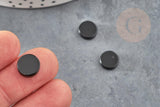 Cabochon rond disque agate naturelle noire 10x2mm, x1 (G2696)