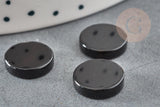 Cabochon rond disque agate naturelle noire 12mm, x1 (G2243)