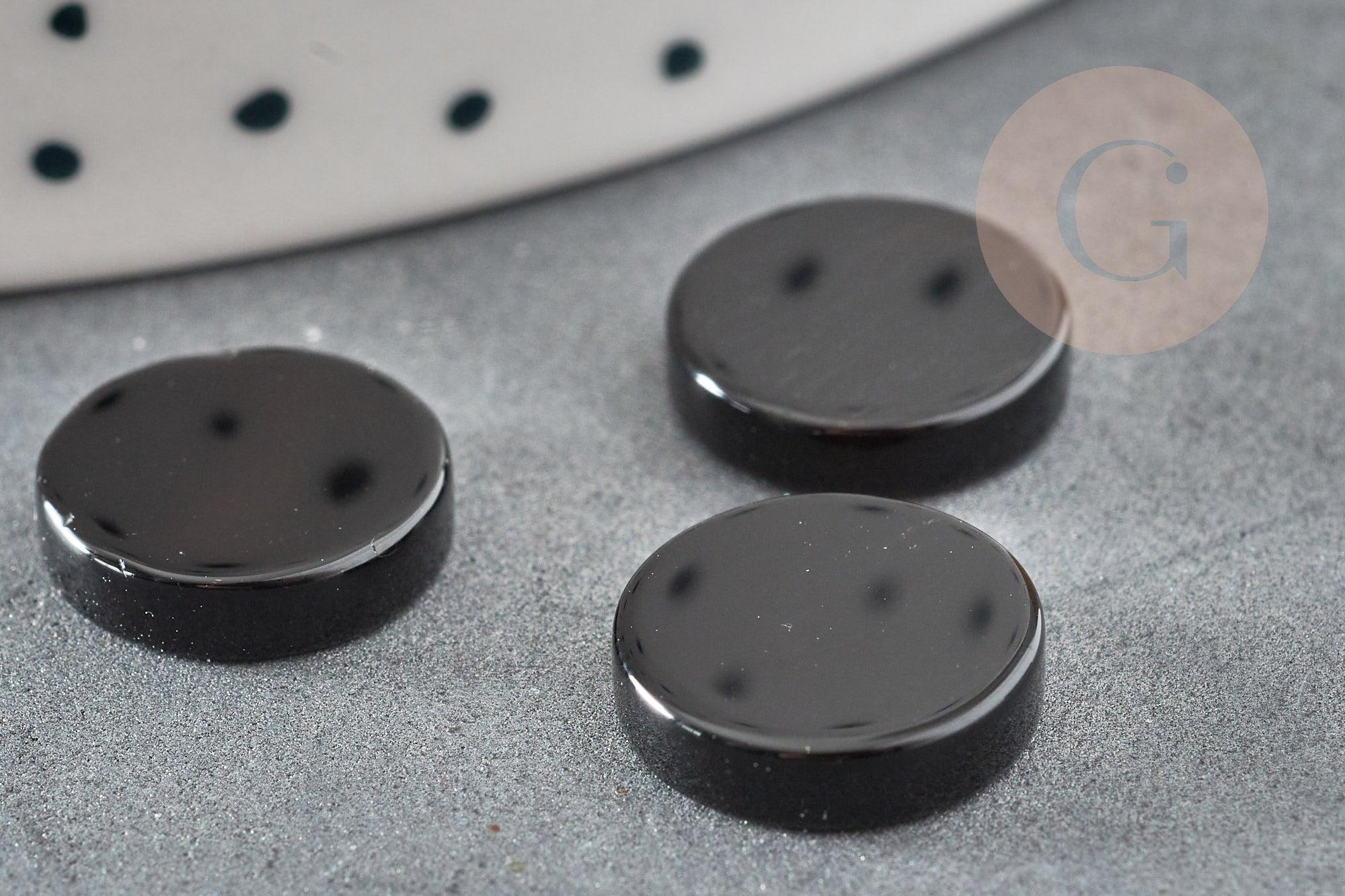 Cabochon rond disque agate naturelle noire 12mm, x1 (G2243)