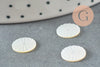 Cabochon rond gravé nacre blanche naturelle 10mm, x1 (G9628)