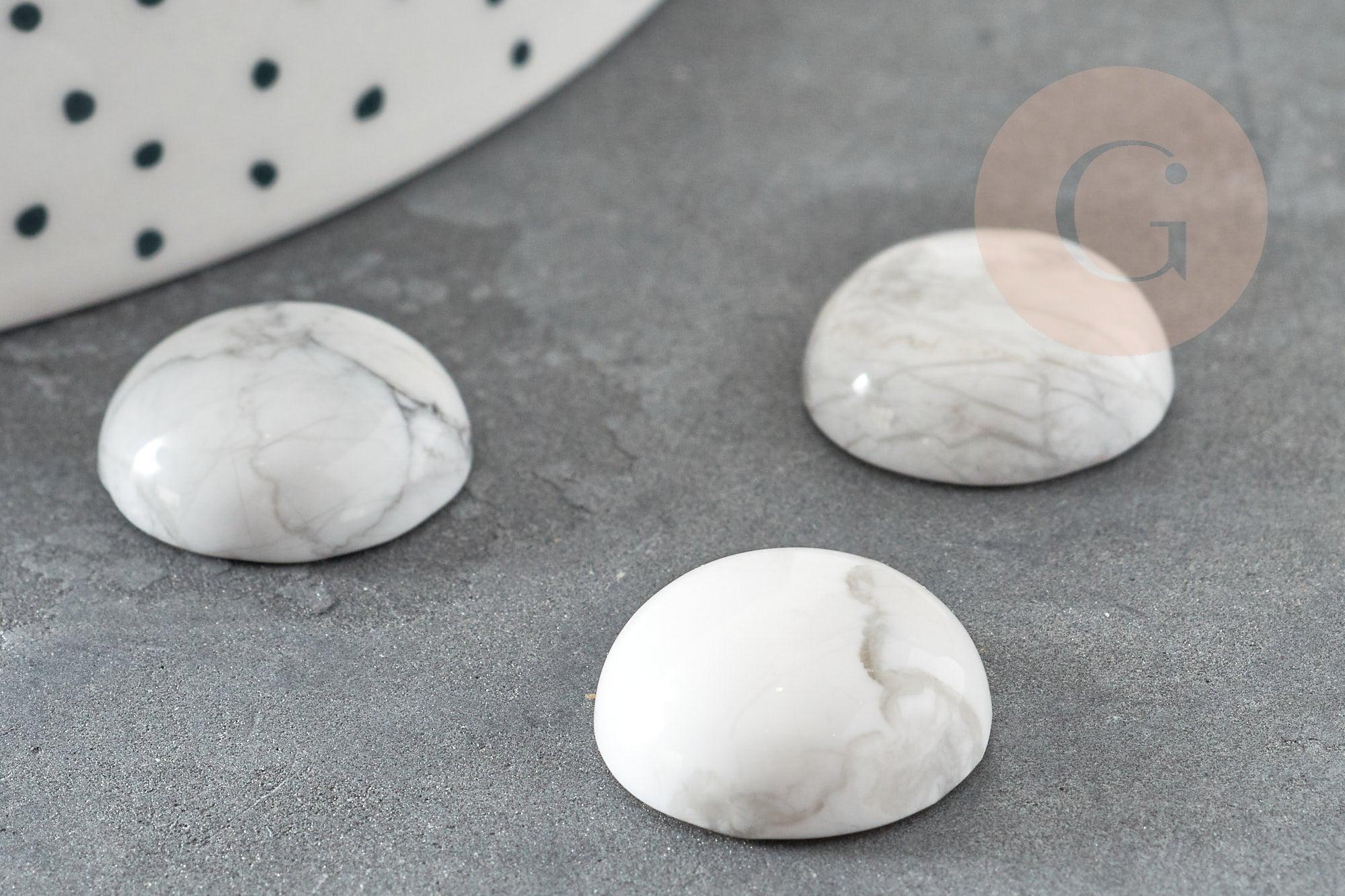 Cabochon rond howlite blanche naturelle 16mm, x1 (G2900)