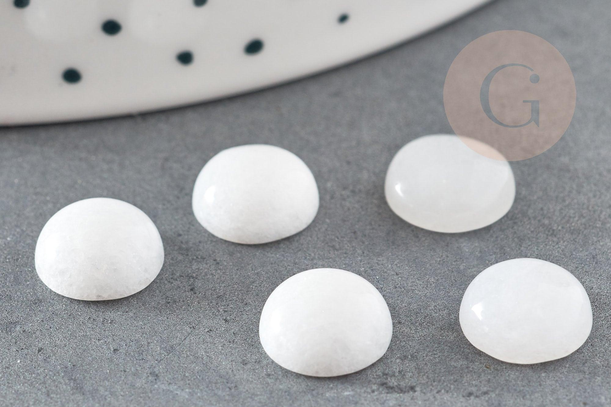 Cabochon rond jade blanc, cabochon rond, jade naturel,pierre naturelle,jade blanc, 10mm, x1 (G1642)