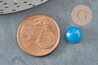 Cabochon rond jade naturel aigue-marine 8mm, x1 (G0947)