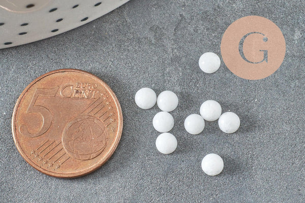 Cabochon rond jade naturel blanc 4mm, x1 (G10009)