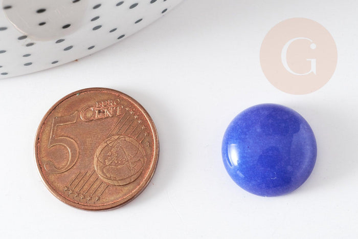 Cabochon rond jade naturel bleu roi 16mm, x1 (G2430)