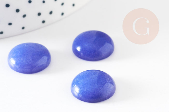 Cabochon rond jade naturel bleu roi 16mm, x1 (G2430)