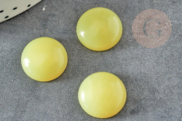 Cabochon rond jade naturel jaune 16mm, x1 (G2279)