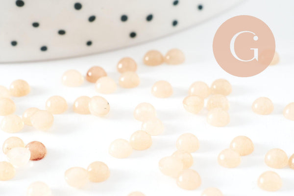 Cabochon rond jade naturel jaune clair 4mm, x1 (G9956)