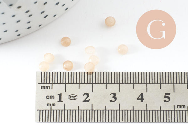 Cabochon rond jade naturel jaune clair 4mm, x1 (G9956)